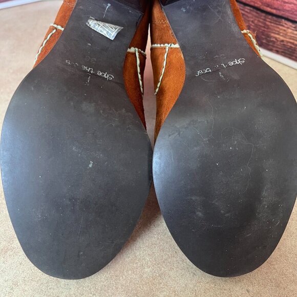 Shoe The Bear Bijou Caramel Suede Ankle Back Zip Booties - Picture 12 of 16